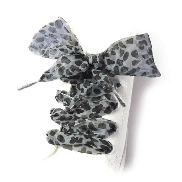 Lacets de chaussures en dentelle imprimé léopard, accessoires de mode pour chaussures, lacets décora