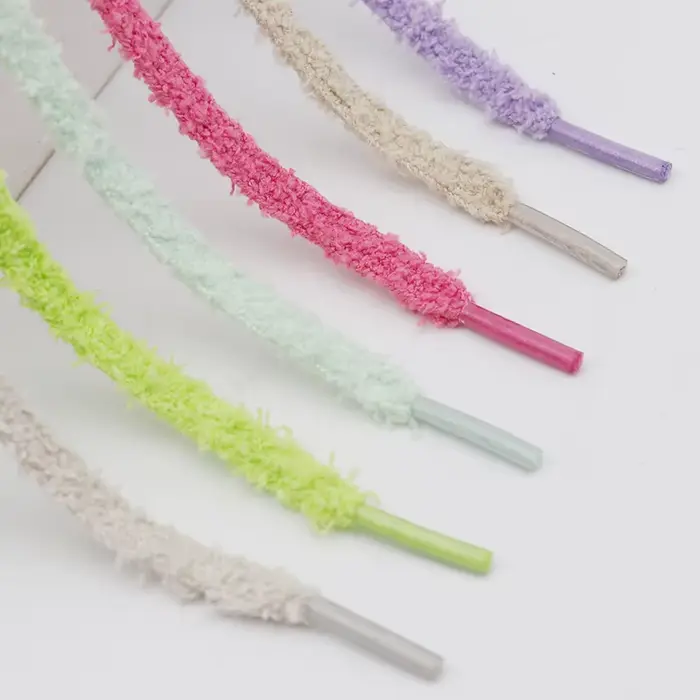 Coolstring lacets moelleux en peluche 7mm de large lacets monocouche plats lacets ultra-doux à la mo