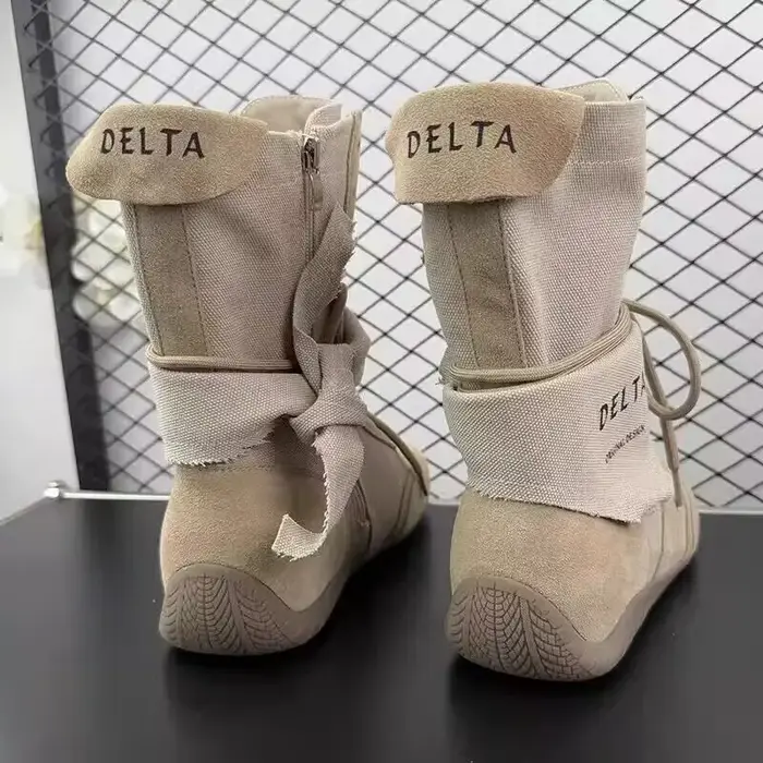 Chaussures de sport montantes pour femme, collection automne 2026, décontractées, en toile, pour la marche, bottes de neige à lacets, bout rond, tendance, Zapatillas Mujer