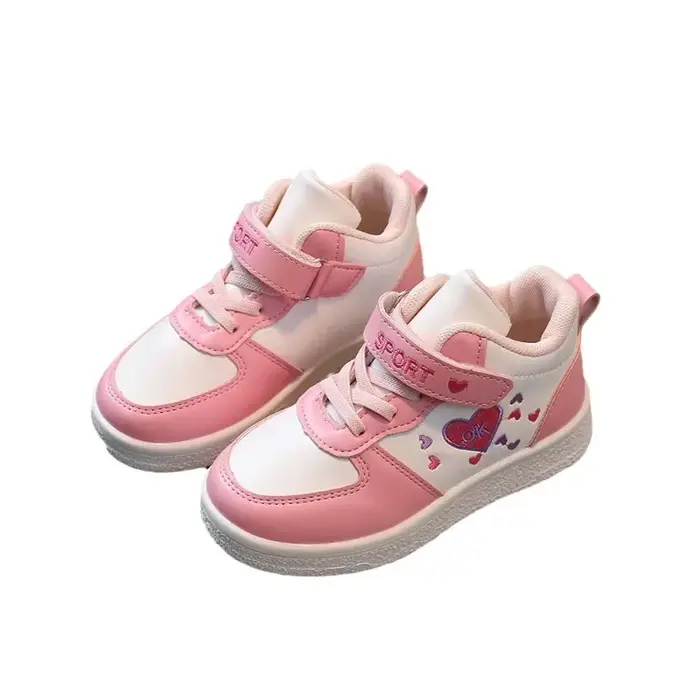 Chaussures de sport pour enfants, baskets pour filles mignonnes, chaussures polyvalentes pour enfants, chaussures souples respirantes, crochet et boucle, nouvelle mode, printemps et automne 2024