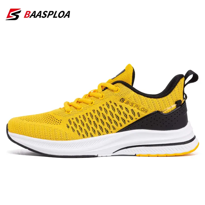 Baasploa nouveaux hommes tricot chaussures de marche décontractées respirant baskets à la mode Original léger Absorption des chocs mâle chaussure de Tennis