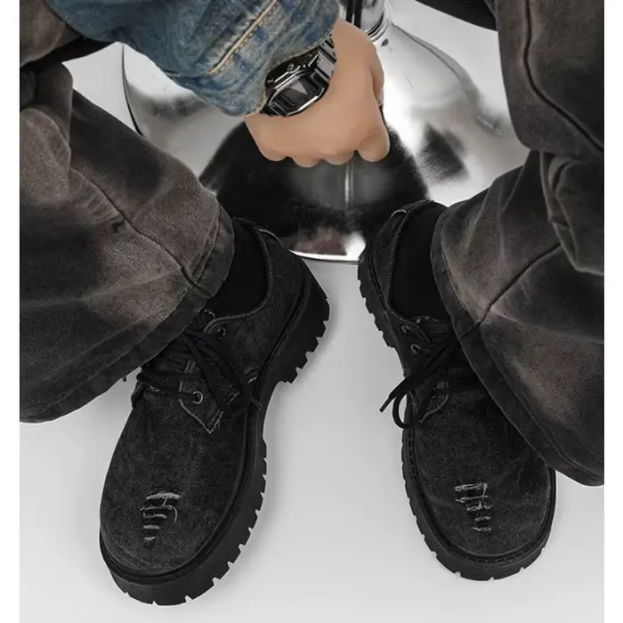 Chaussures Derby en jean déchiré pour hommes