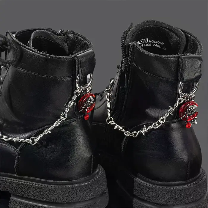 Chaîne de décoration de chaussures rétro gothique Punk à Double épine