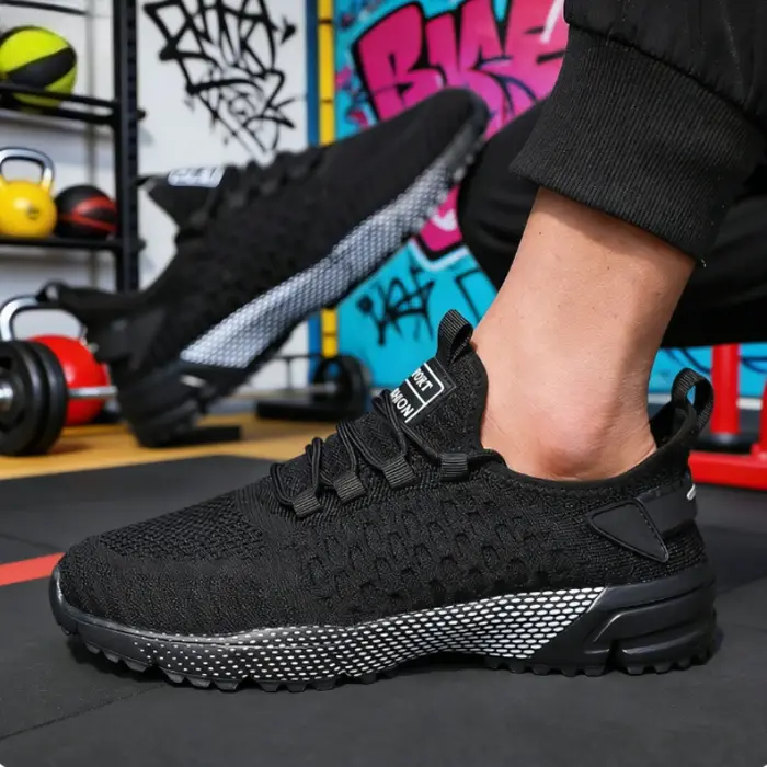 Baskets en tricot jaune tendance pour hommes