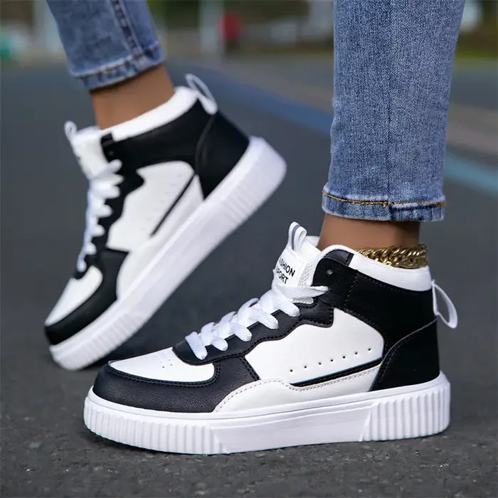 ELUVA baskets femme chaussures décontractées homme léger chaussures hautes plate-forme blanc baskets