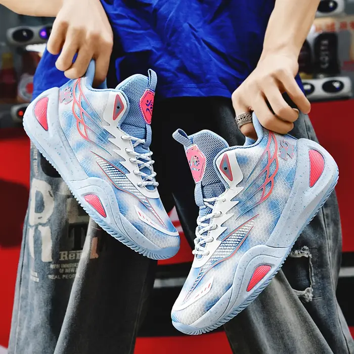 Chaussures de basket-ball à tige haute pour hommes et femmes, baskets en maille respirante, semelle en caoutchouc antidérapante, pour le sport, l'entraînement scolaire, automne et hiver