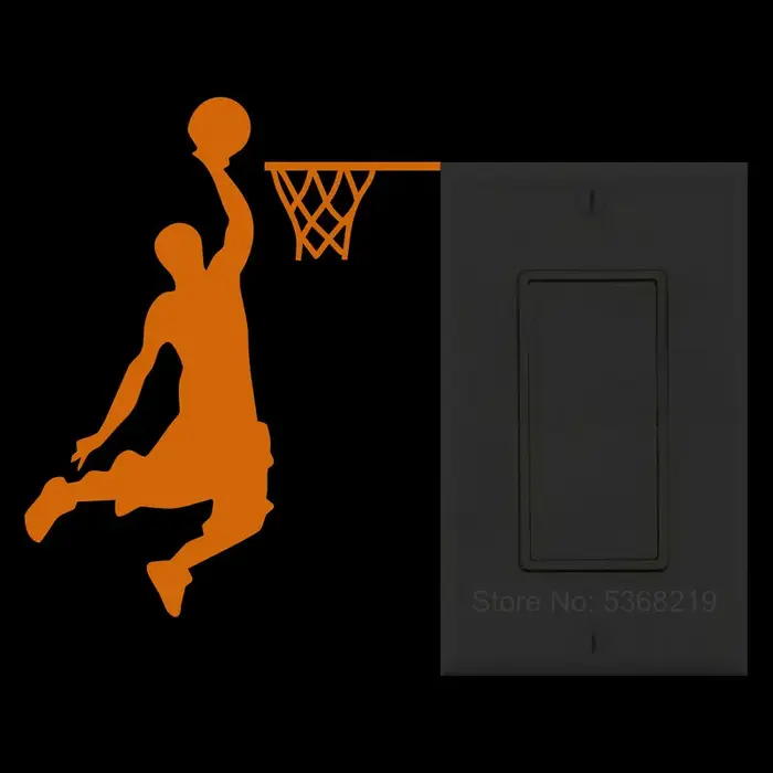 Autocollant mural lumineux en vinyle pour joueur de basket-ball Dunk