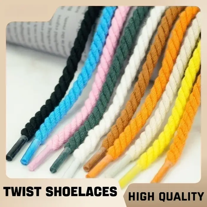 Lacets Lumineux Ronds en Coton de 0.6cm, Corde Torsadée, Baskets, Bottes, pour Chaussures AF1/mp, 1