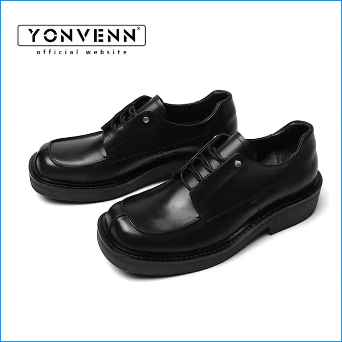 Frankenstein chaussures derby à bout carré avec sensation haut de gamme en cuir véritable rétro