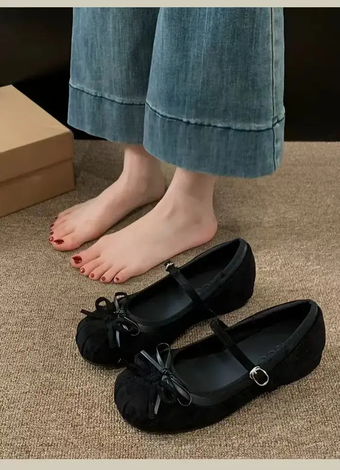 Chaussures Mary Jane roses pour femmes, nouvelle collection printemps 2026, style français, avec nœu