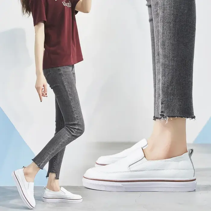 Baskets de mode femmes chaussures en cuir véritable plat printemps automne