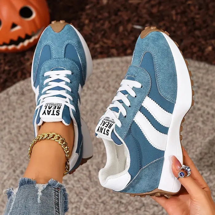 Femmes baskets rétro décontracté fond plat bout rond chaussures de sport printemps automne