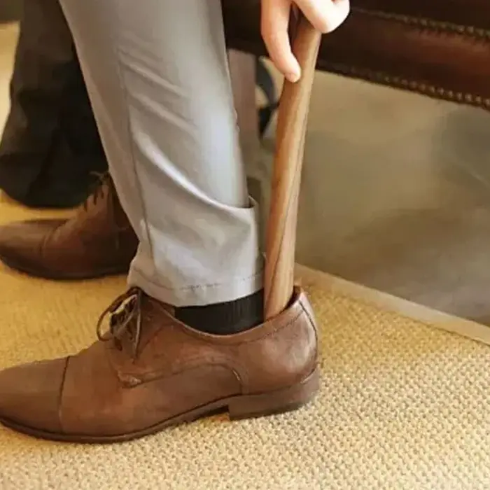 Chausse-pied en bois massif 15-31cm, manche court, spatule à chaussures facile à utiliser pour femmes enceintes, personnes âgées, maison, hôtel, prise confortable