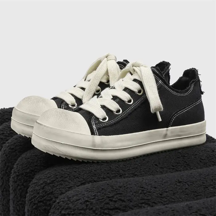 2025New hommes toile fond épais baskets mode à lacets décontracté jeunesse chaussures léger en plein air confortable plat concepteur chaussure de marche