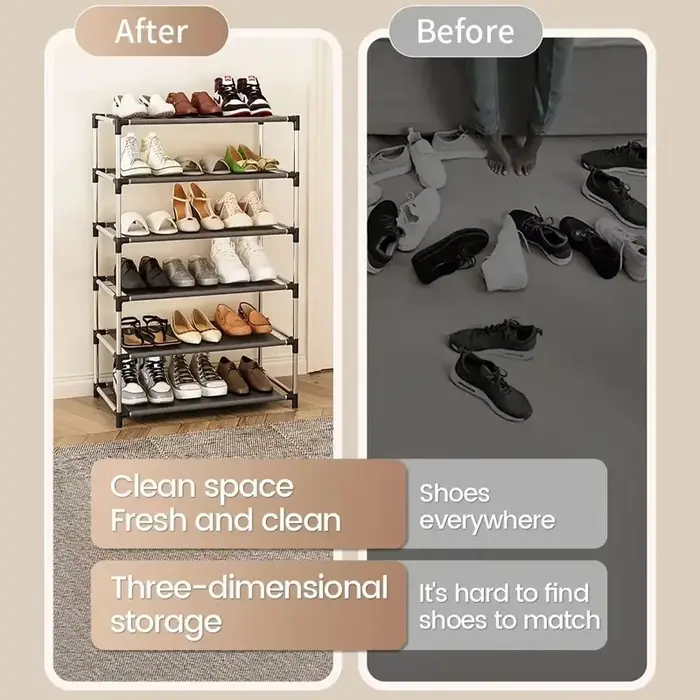 Étagère à chaussures en métal à 7 niveaux