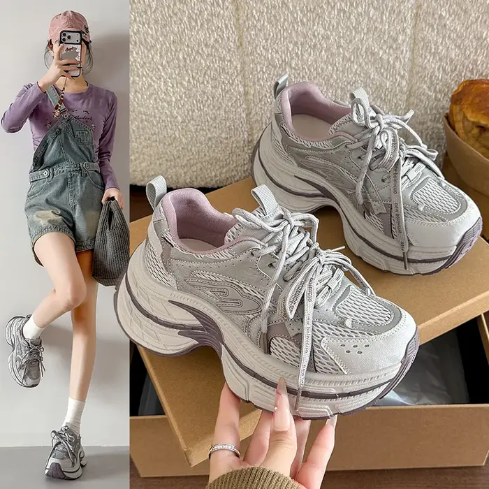 Chaussures à semelle épaisse confortables et tendance pour femmes, adaptées aux quatre saisons