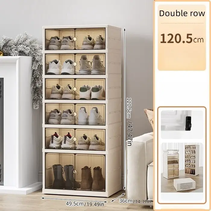 Boîte à chaussures pliable, une pièce | Interrupteur magnétique, multi-styles et tailles | Utilisation à roulettes, salon et chambre à coucher | Accueil, boîtes de rangement pour chaussures