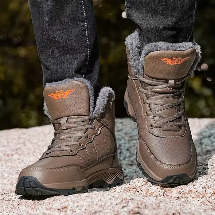 Moipheng-Chaussures de Randonnée pour Homme, Baskets Montantes en Peluche, Chaudes, Antidérapantes, Décontractées, Zapatos zones bre, Hiver