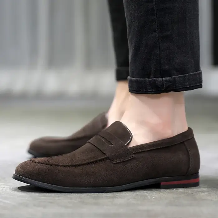 Chaussures décontractées pour hommes mocassins en daim mode sans lacet