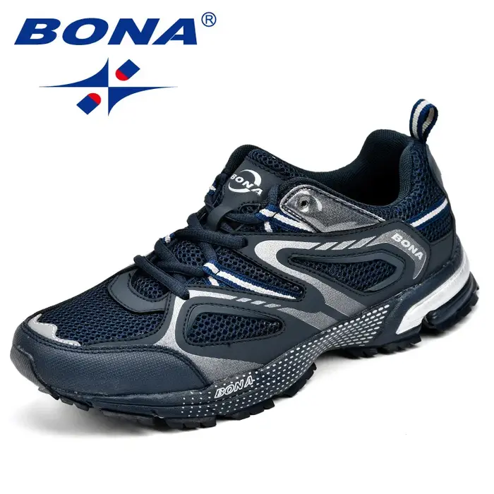 BONA nouveauté Style classique hommes chaussures de course vache fendu maille