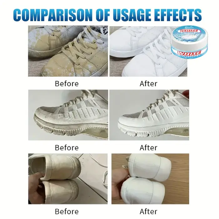 Crème Nettoyante et Rénovatrice pour Chaussures Blanches – Nettoyant et Redresseur de Brillance pour Baskets