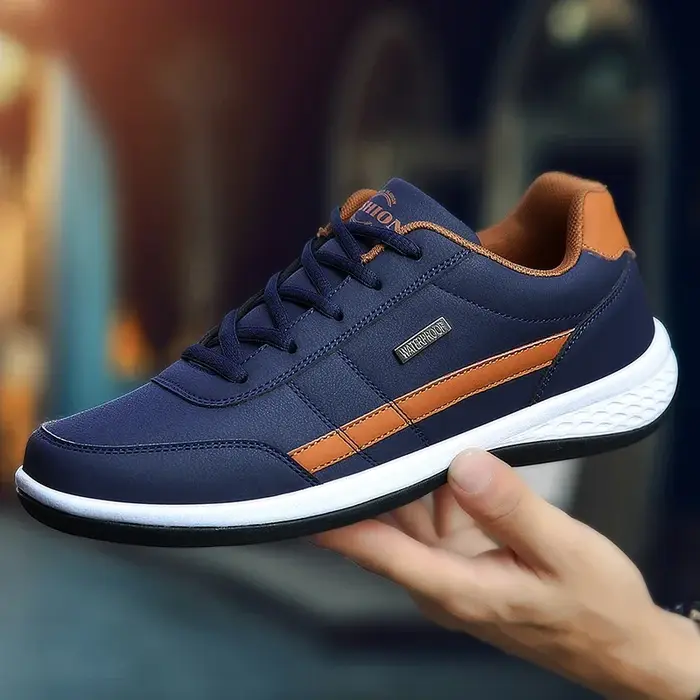 Chaussures en cuir pour hommes, baskets imperméables, décontractées et confortables, chaussures à lacets vulcanisées pour hommes