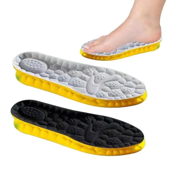 Semelle intérieure de sport 4D épaissie, absorption des chocs, absorption de la transpiration, anti-odeur, respirante, élastique, super douce, soutien orthopédique