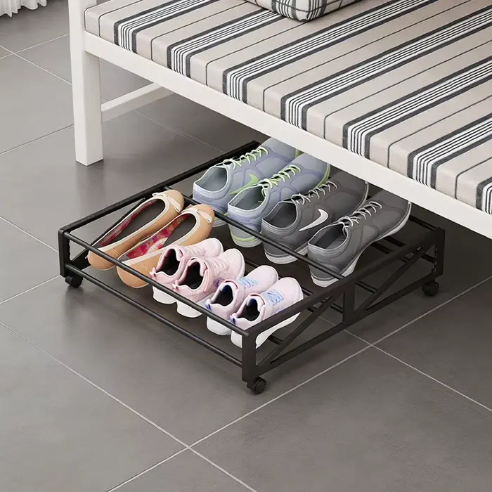 Boîte à chaussures multifonctionnelle avec roulettes, boîte à chaussures rectangulaire/support de rangement pour chaussures, idéale pour le rangement sous le lit, sous le bureau, sous le canapé, sous