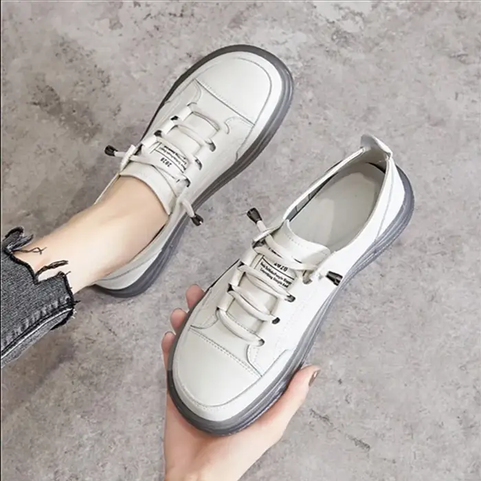 Maogu-Baskets Plates en Cuir group pour Femme