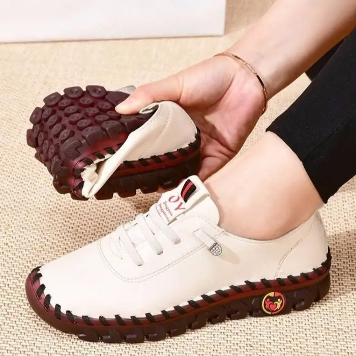 Baskets pour femmes en cuir décontracté vulcanisé femme chaussure doux confortable plat mocassins ch