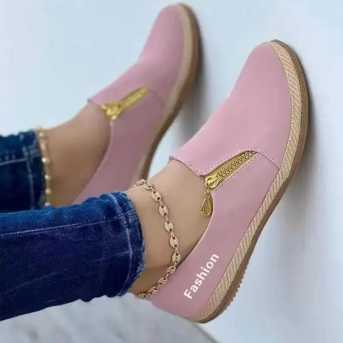 Chaussures plates noires chaussures De sport pour femmes printemps été concepteur marche espadrilles décontractées femmes Rome chaussures De course fermeture éclair Zapatos De Mujer