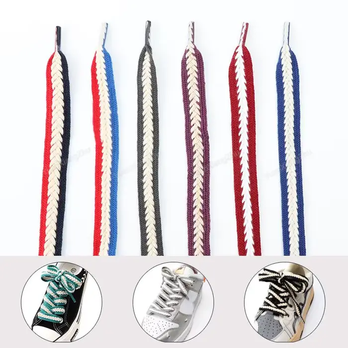 Lacets Lumineux en Coton pour Baskets de Qualité, 1.5cm, 100/120/140/160cm
