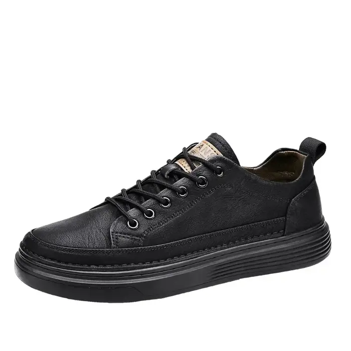 Automne noir baskets hommes mode à lacets plat chaussures de Sport décontractées tout-match en plein air léger Homme