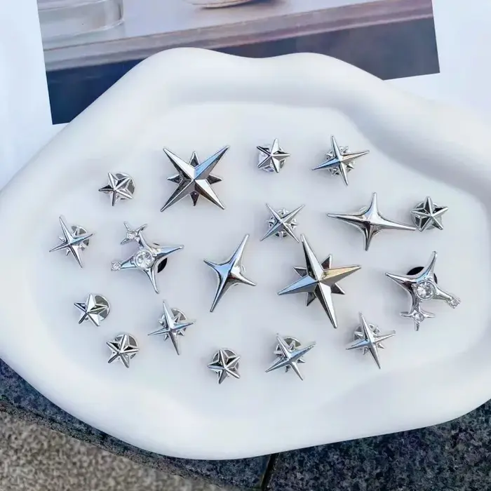 18 Accessoires de chaussures étoile argentée pour la mode DIY - Décorations amusantes et multifonctionnelles pour