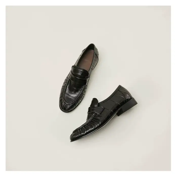 Chaussures plates en peau d'anguille 100% authentiques