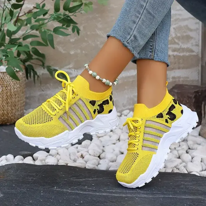 Chaussures femme baskets imprimé léopard