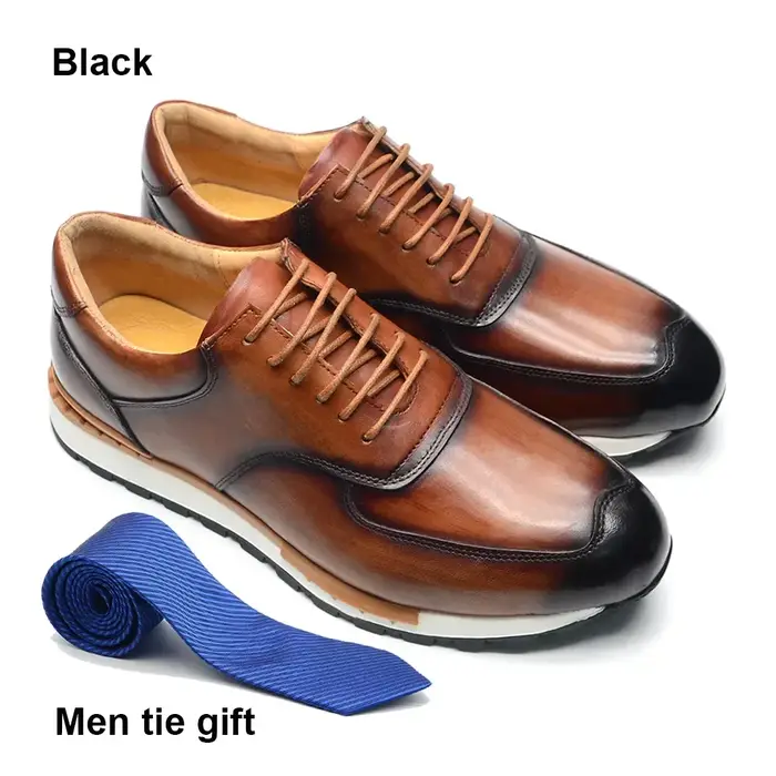 Marque chic en cuir véritable hommes baskets décontractées chaussures mode européenne automne hiver semelle