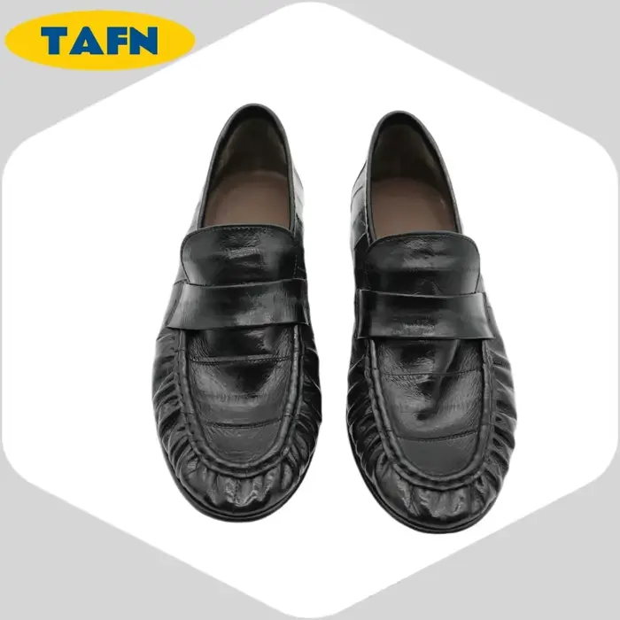 Chaussures plates en peau d'anguille 100% authentiques, style tendance, haut de gamme, esthétiques,