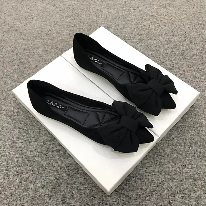 Chaussures plates en cuir velours pour femmes
