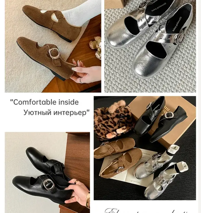 Ods femmes chaussures plates bout rond luxe peu profond baskets mode boucle sangle mocassins