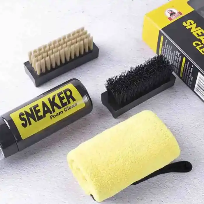 Kit de nettoyage à sec 150 ml pour chaussures – Nettoyant moussant sans eau pour baskets avec brosse et chiffon