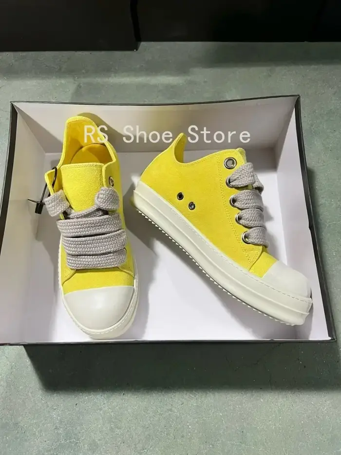 Ro hommes chaussure blanc jaune daim bas baskets décontractées en cuir Jumbo lacets femmes baskets v