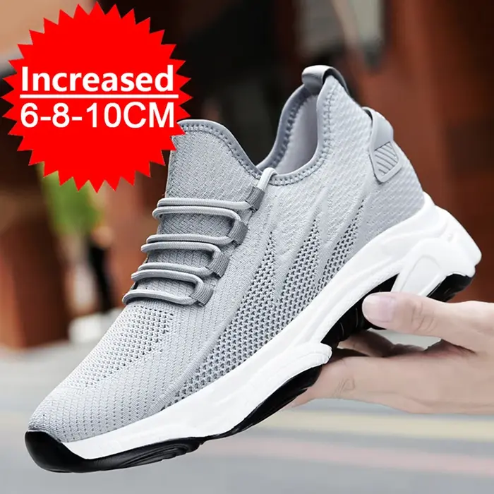 Baskets hommes chaussures d'ascenseur hauteur augmenter chaussures pour hommes semelle intérieure décontractée 10 cm 8 cm 6 cm talons en option mocassins plus grands sport masculin