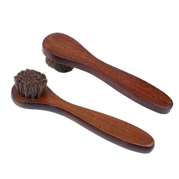 Brosse à chaussures durable avec manche en bois, brosse à poils de cheval, vernis à chaussures, livres brillants, dépoussiérage