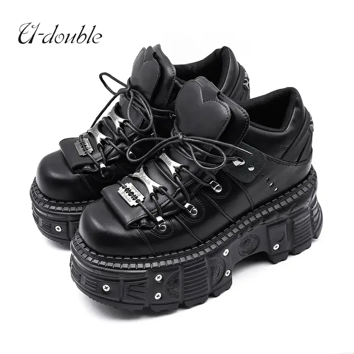2026 nouveau Style Punk femmes chaussures à lacets talon hauteur 6CM plate-forme chaussures femme go