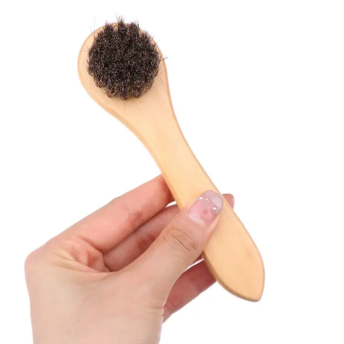 Brosse à chaussures durable avec manche en bois, brosse à poils de cheval, vernis à chaussures, livres brillants, dépoussiérage