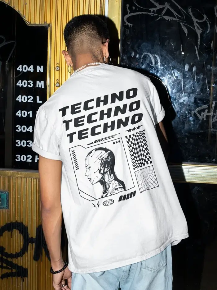 Chemise Techno musique T-shirt vêtements Techno haut Rave T-shirt EDM chemise Festival vêtements Cyb