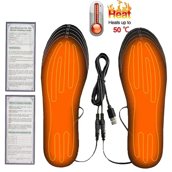 Semelles intérieures de chaussures chauffantes USB pieds chaussettes chaudes tapis