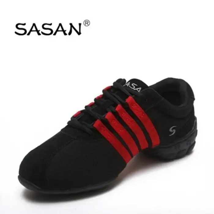 TOP SASAN – baskets de danse pour femmes et hommes, chaussures modernes en toile noire, talon de 4cm