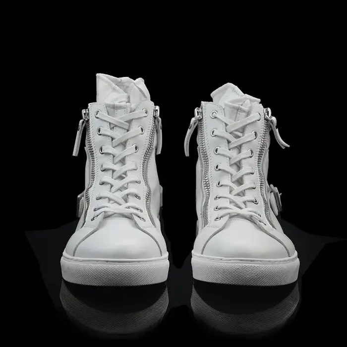 Printemps nouveaux hommes en cuir à semelles épaisses à la mode et à la mode blanc chaussures décont